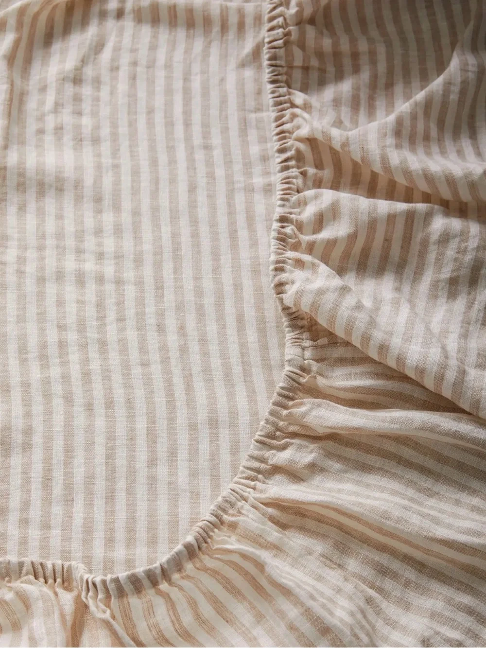 Quince European Linen Striped Sheet Set in Natural and White King 230